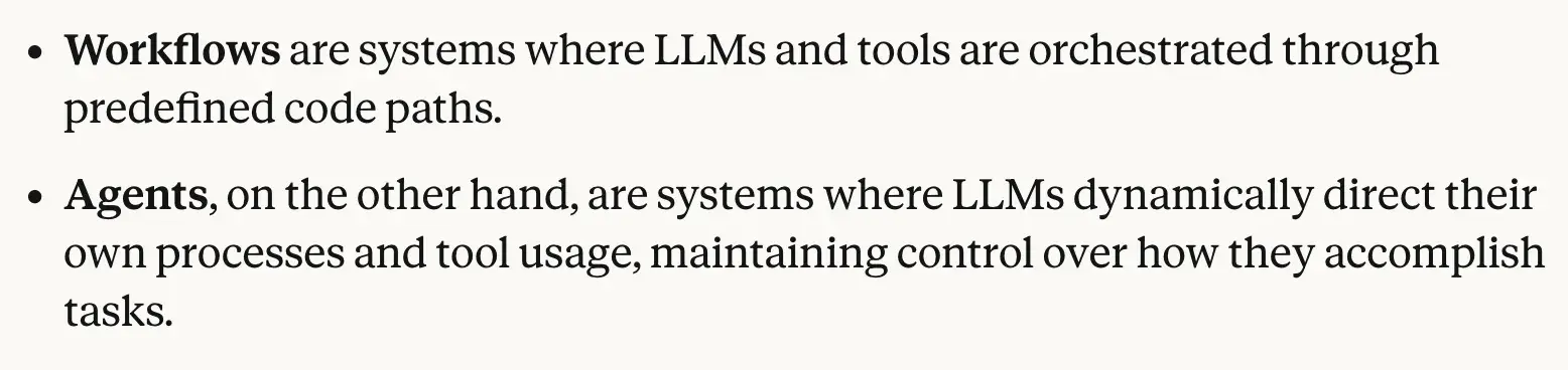 Anthropic's definition of Agents vs Workflows